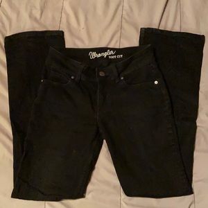 Black Bootcut Wrangler Jeans